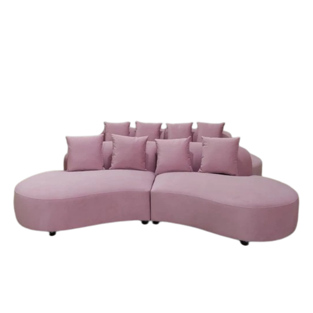 Pink U Shaped Modular Upholstered Couch