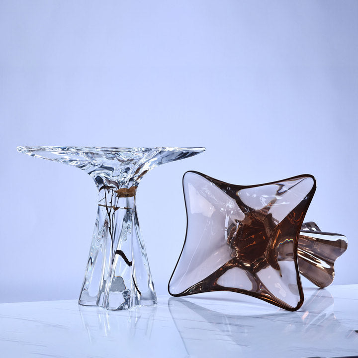 NEWKNG Custom Top Quality Clear End Table / Coffee Table / Side Table Embed Plants in Acrylic Crystal Luxury Decor Furniture