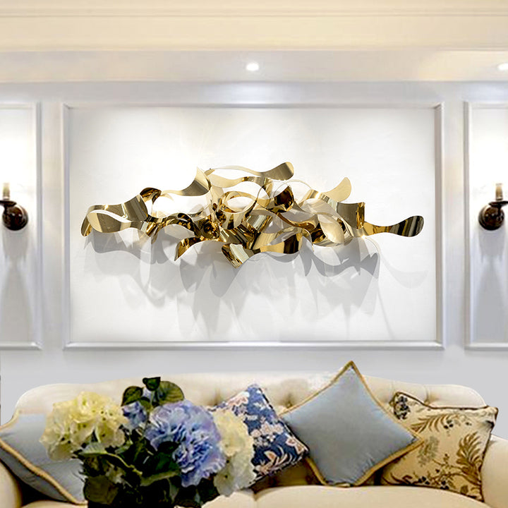 Otel lüks altın Metal duvar sanatı asılı ev dekor oturma odası için
