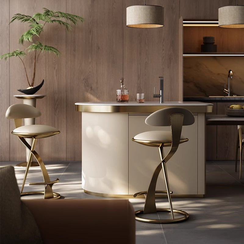 Commercial Furniture High Bar Stools Luxury Gold Stainless Steel Kitchen Coffee Shop Bistro Bar Accent Chairs Funiture