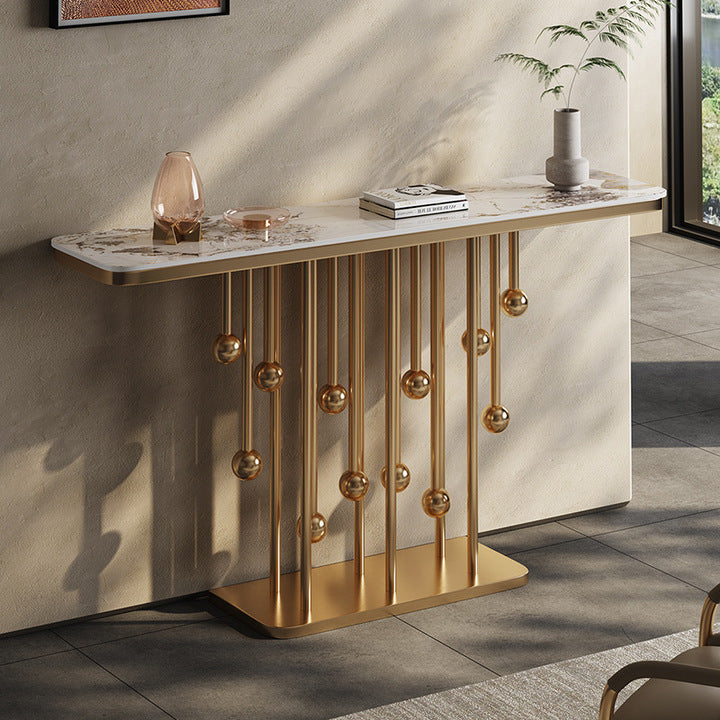 Newest Modern Luxury Marble Top Console Table Designer Stainless Steel Entrance Hall Simple End Table Living Room Furniture