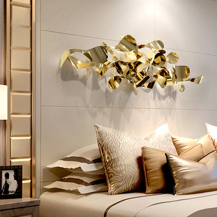 Otel lüks altın Metal duvar sanatı asılı ev dekor oturma odası için