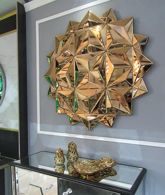 Modern 3D Design Wall Mirror Glass Accent Decorative Mirror for Home Bathroom Furniture