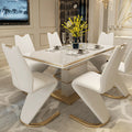 White Luxury Marble Dining Table And Chair