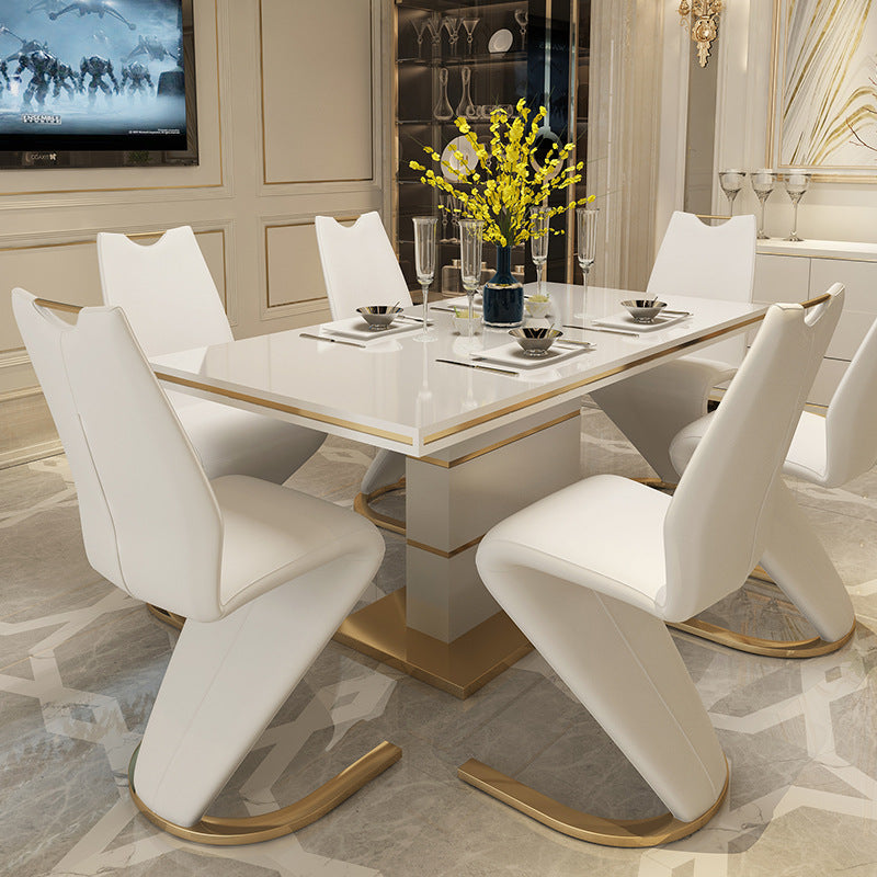 White Luxury Marble Dining Table And Chair
