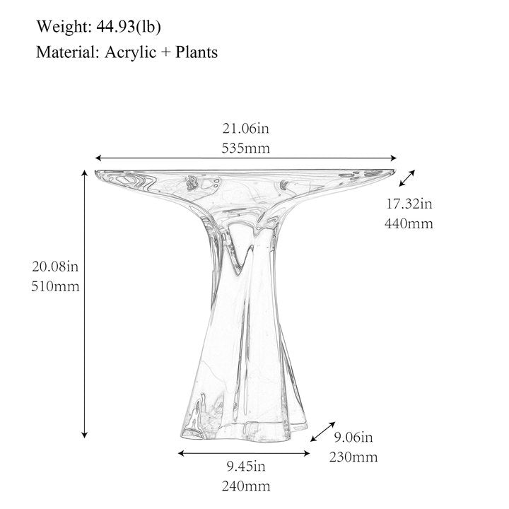 NEWKNG Custom Top Quality Clear End Table / Coffee Table / Side Table Embed Plants in Acrylic Crystal Luxury Decor Furniture