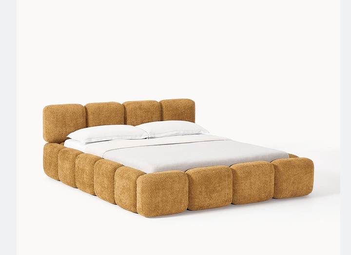 French Luxury Modern Tatami Upholstered Fabric king Size Wooden Double Bed Frame Japanese Platform Floor Bed Bedroom Furniture