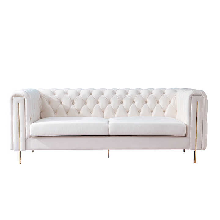 Velvet L Shape Sofa Modern Stainless Steel Gold-Plated Feet