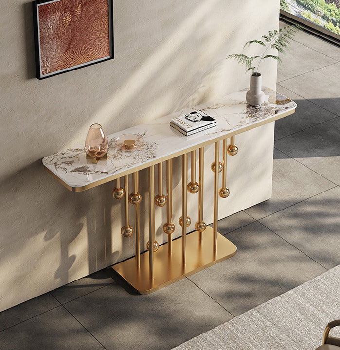 Newest Modern Luxury Marble Top Console Table Designer Stainless Steel Entrance Hall Simple End Table Living Room Furniture