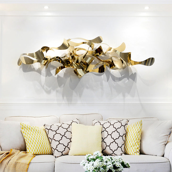 Otel lüks altın Metal duvar sanatı asılı ev dekor oturma odası için