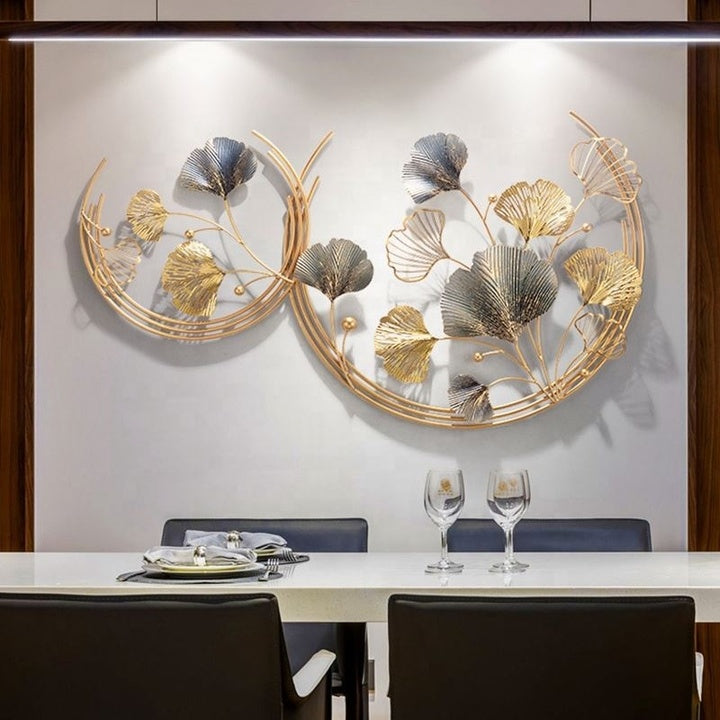 Large Size Light Luxury Metal Home Decor Wall Hanging Metal Leaves Wall Decoration