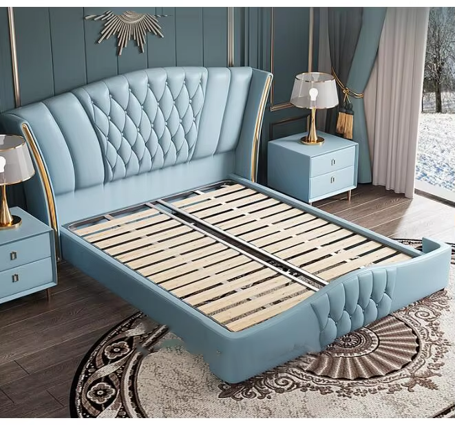 Leather Tufted Arched Headboard Bed