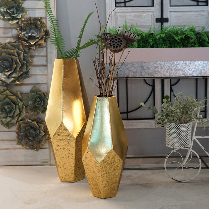 Irregular Geometric Art Gold Vases Decorate Home Metal Decor