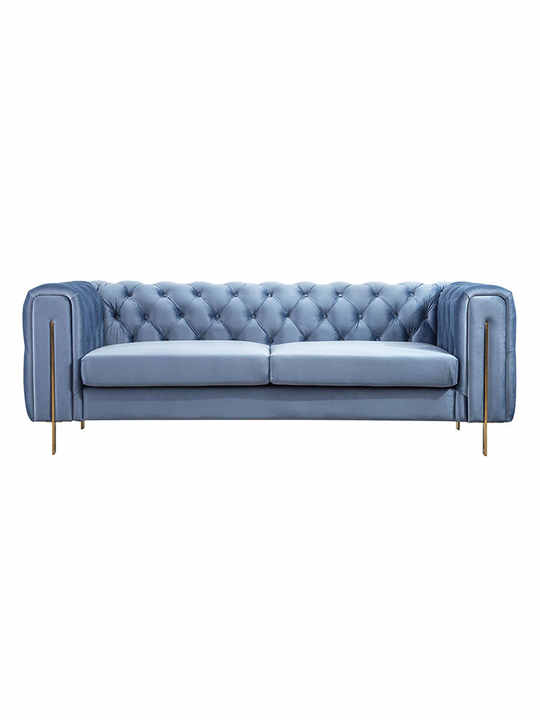 Velvet L Shape Sofa Modern Stainless Steel Gold-Plated Feet