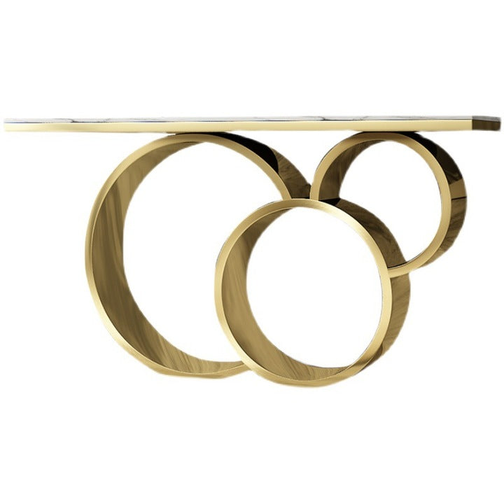 Modern Gold Stainless Steel Console Table White Marble Top Rectangle Hallway Table for Home Hotel