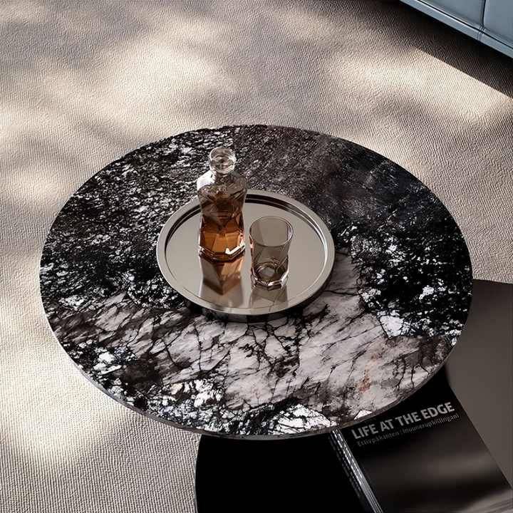 Luxury Modern Round Stone Coffee Table Set