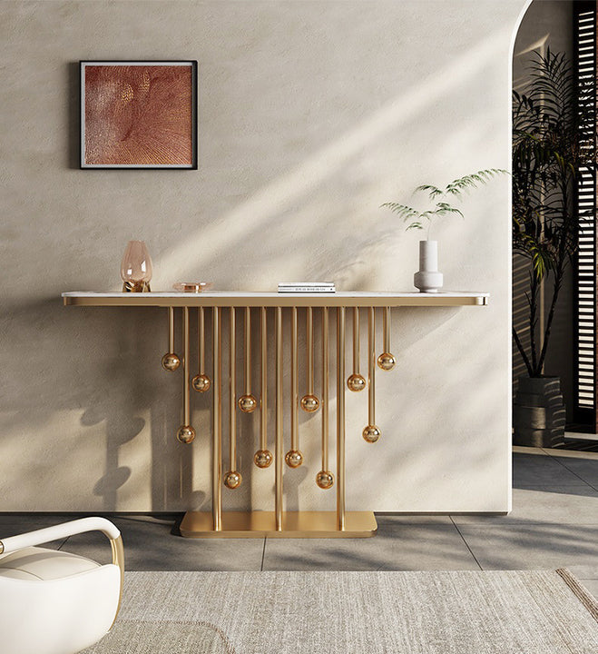 Newest Modern Luxury Marble Top Console Table Designer Stainless Steel Entrance Hall Simple End Table Living Room Furniture