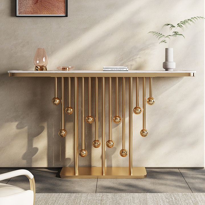 Newest Modern Luxury Marble Top Console Table Designer Stainless Steel Entrance Hall Simple End Table Living Room Furniture