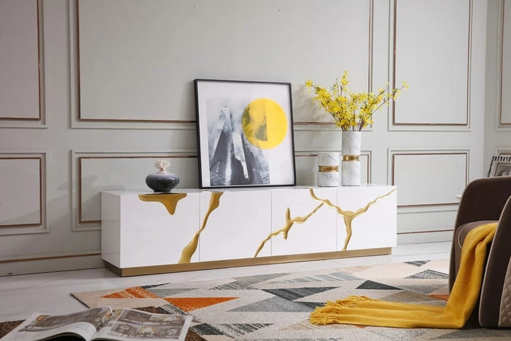 Newest Design 4 Doors Storage Cabinet Luxury Modern Living Room Furniture TV Stand for TVs