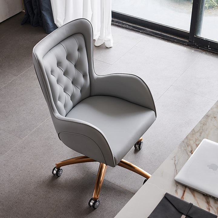 Modern Luxury Fixed or Swivel Leather Chesterfield Office Chair for Computer Desk Office Room Chair Furniture