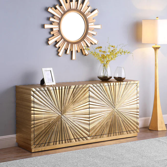 New Arrival Gold Hotel Buffet Luxury Living Room Sideboard 4 Drawer Storage Cabinet for Home Hotel