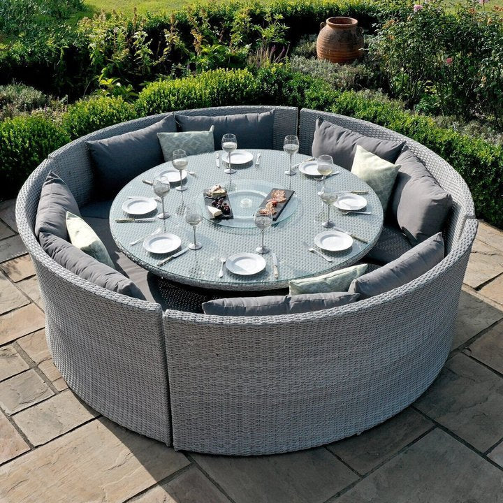 New Design Luxury Circular Sofa Outdoor Furniture Garden Dining Set Rattan O Shape Lounge Sofa Wicker Patio Conversation Set