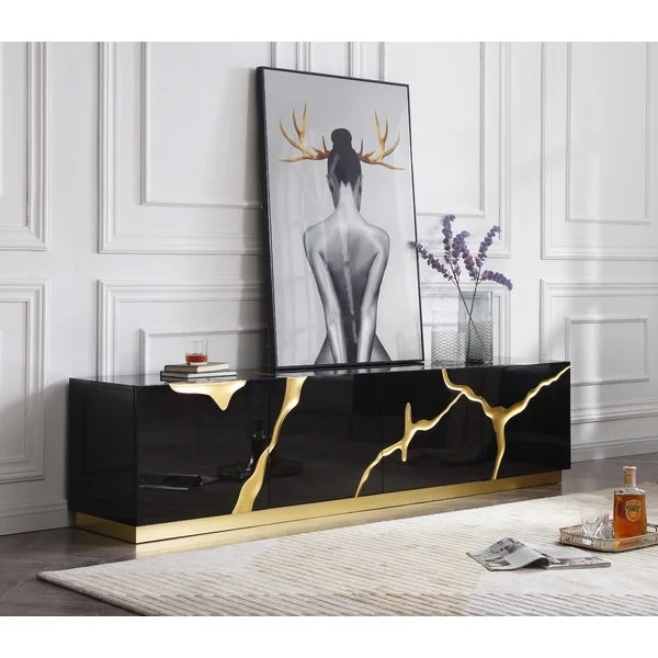 Newest Design 4 Doors Storage Cabinet Luxury Modern Living Room Furniture TV Stand for TVs