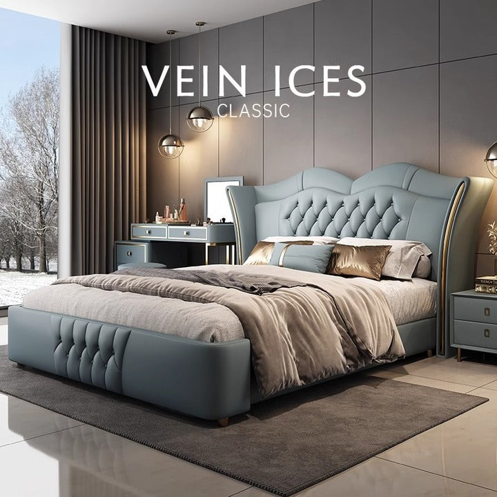 Modern Luxury Leather Large king Size Bed Set Furniture Bedroom Wedding Double Bed Master Bedroom Wooden Bed Frame with Storage