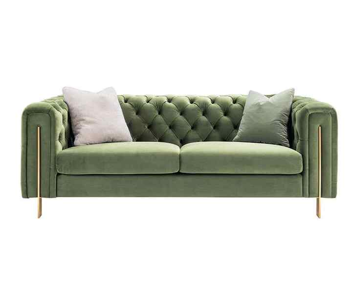 Velvet L Shape Sofa Modern Stainless Steel Gold-Plated Feet