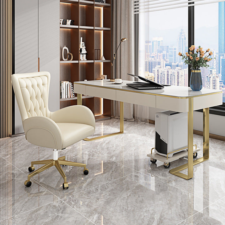 Modern Luxury Fixed or Swivel Leather Chesterfield Office Chair for Computer Desk Office Room Chair Furniture
