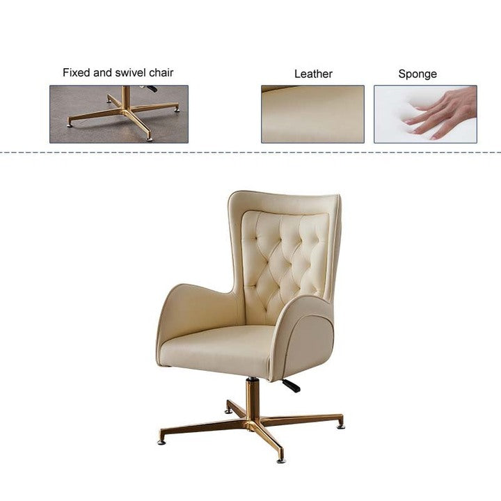 Modern Luxury Fixed or Swivel Leather Chesterfield Office Chair for Computer Desk Office Room Chair Furniture