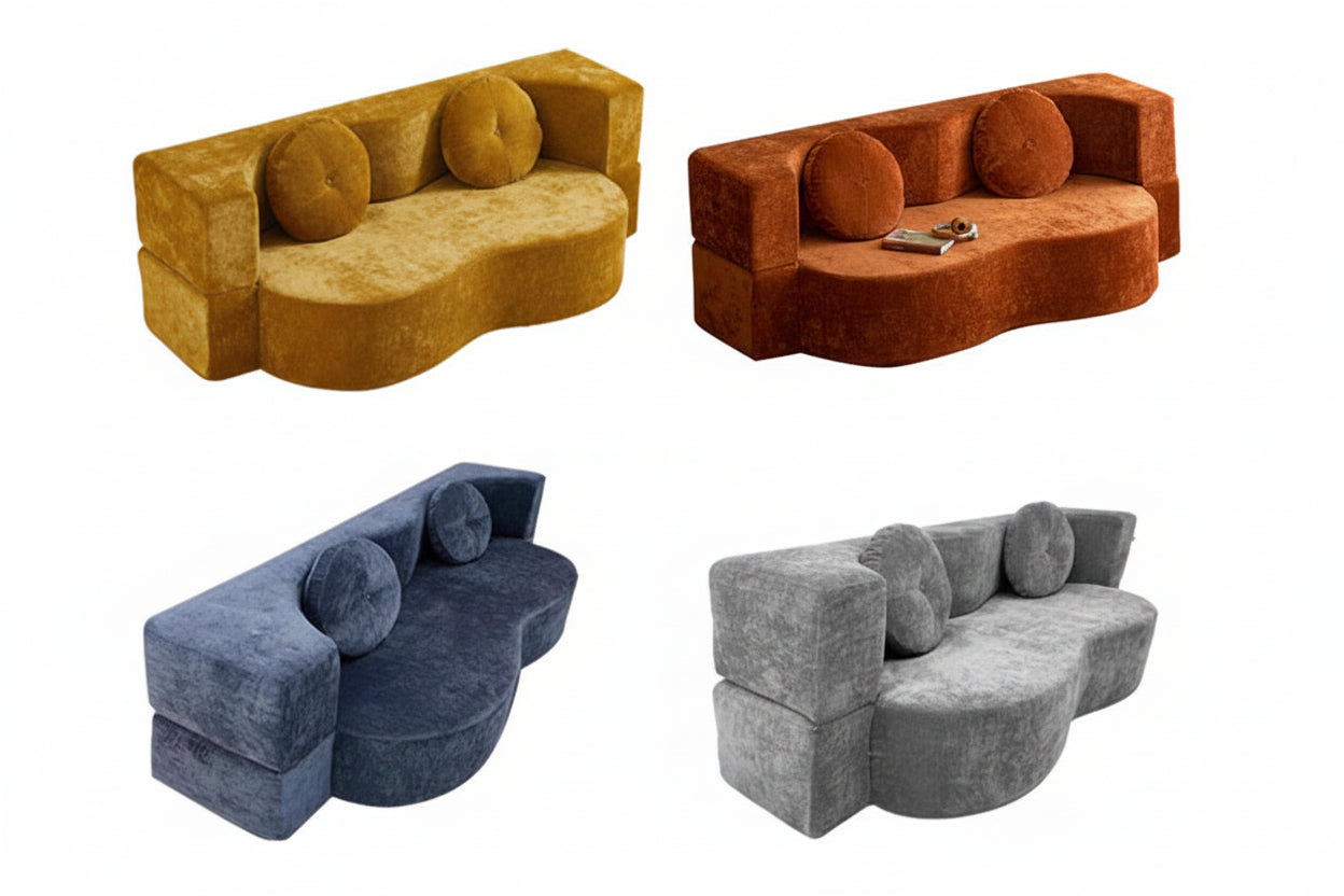 Vacuum Compressed Sofa Modern Living Room Recliner Corduroy Frameless Folding Lazy Sectional Sofa Bed Furniture Packing in Box