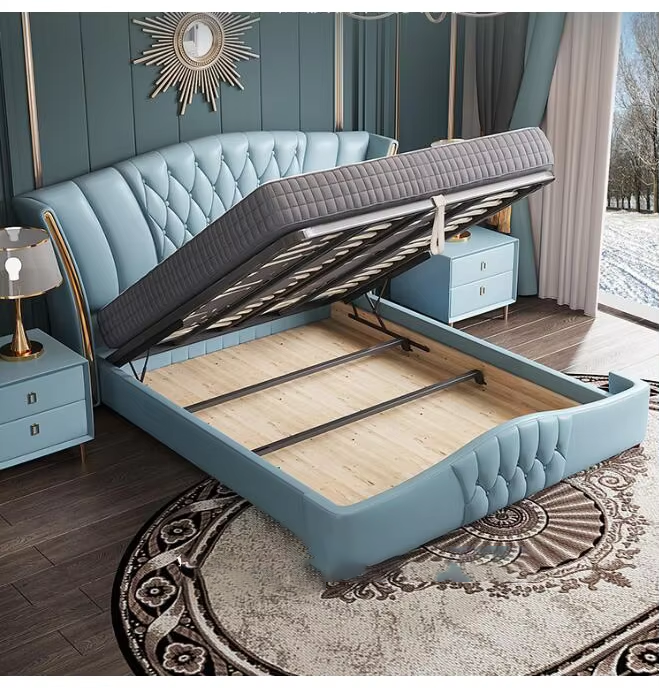 Leather Tufted Arched Headboard Bed