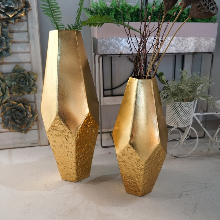 Irregular Geometric Art Gold Vases Decorate Home Metal Decor