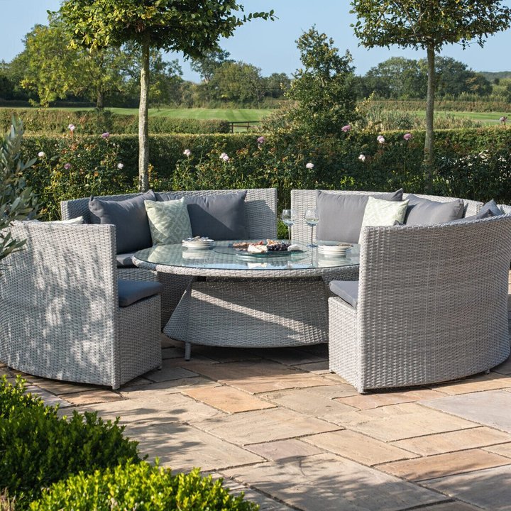 New Design Luxury Circular Sofa Outdoor Furniture Garden Dining Set Rattan O Shape Lounge Sofa Wicker Patio Conversation Set