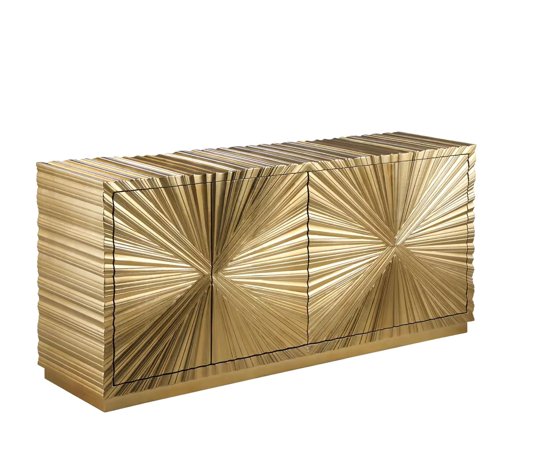 Luxury Gold Ginkgo Leaf Detailing Sideboard