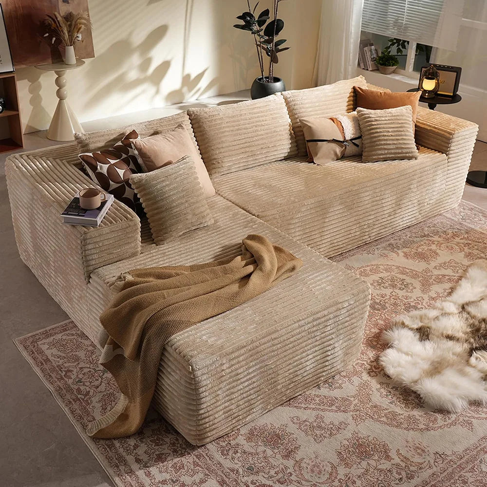 Modern Plush Corduroy Sofa