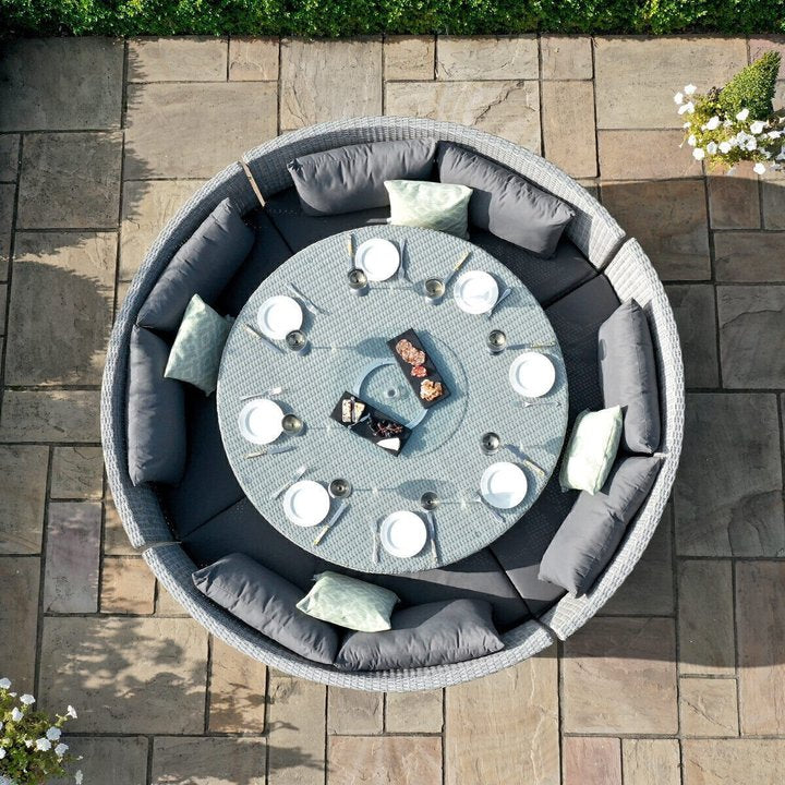 New Design Luxury Circular Sofa Outdoor Furniture Garden Dining Set Rattan O Shape Lounge Sofa Wicker Patio Conversation Set