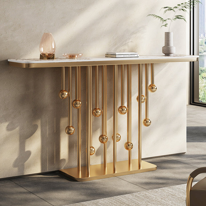 Newest Modern Luxury Marble Top Console Table Designer Stainless Steel Entrance Hall Simple End Table Living Room Furniture