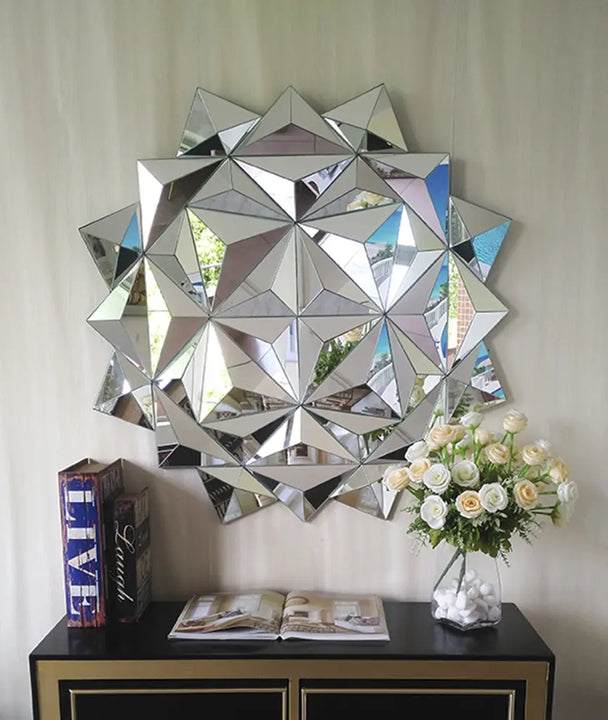 Modern 3D Design Wall Mirror Glass Accent Decorative Mirror for Home Bathroom Furniture