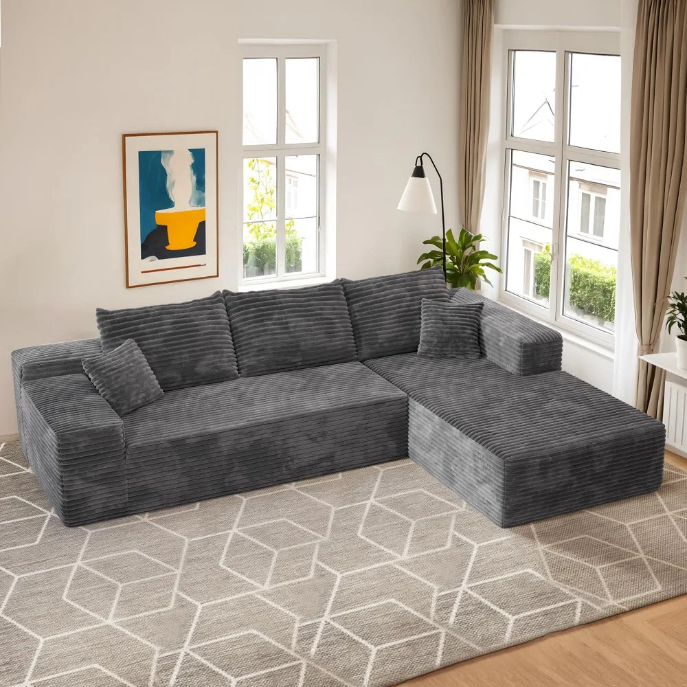 Modern Plush Corduroy Sofa