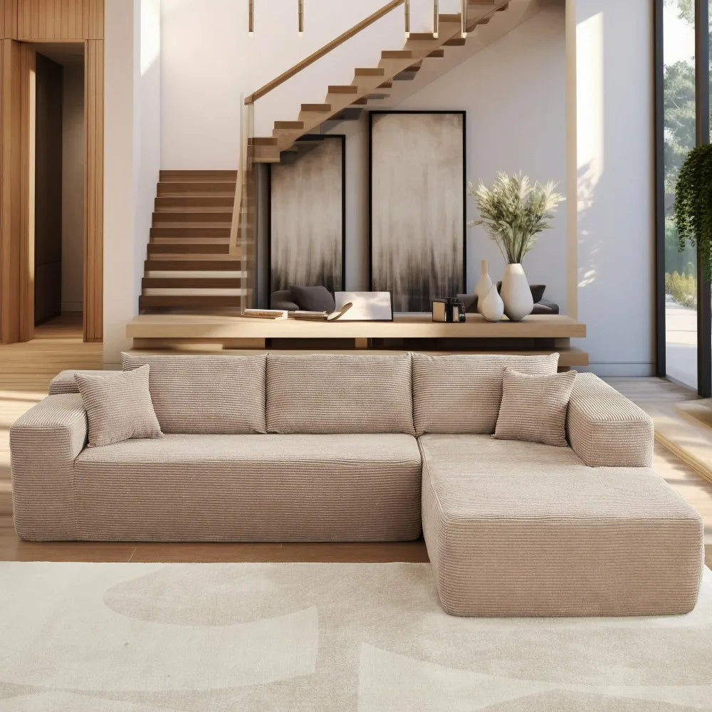 Modern Plush Corduroy Sofa