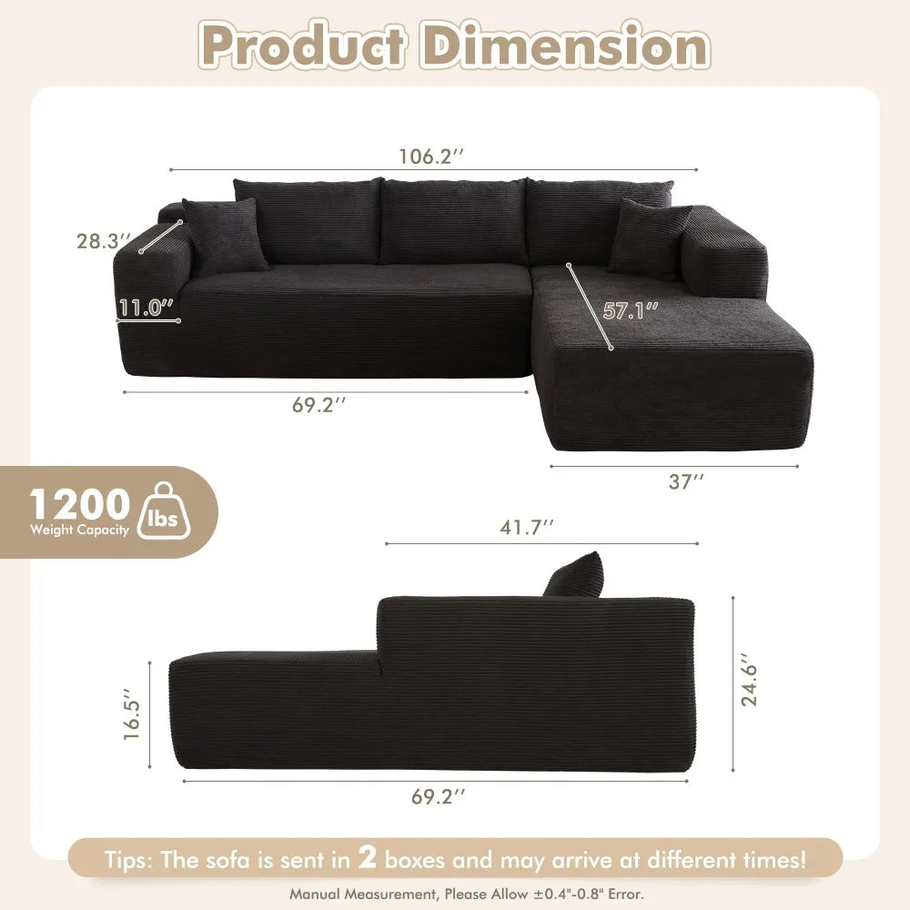 Modern Plush Corduroy Sofa