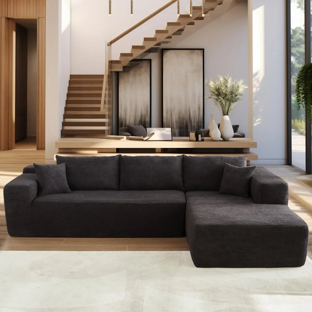 Modern Plush Corduroy Sofa