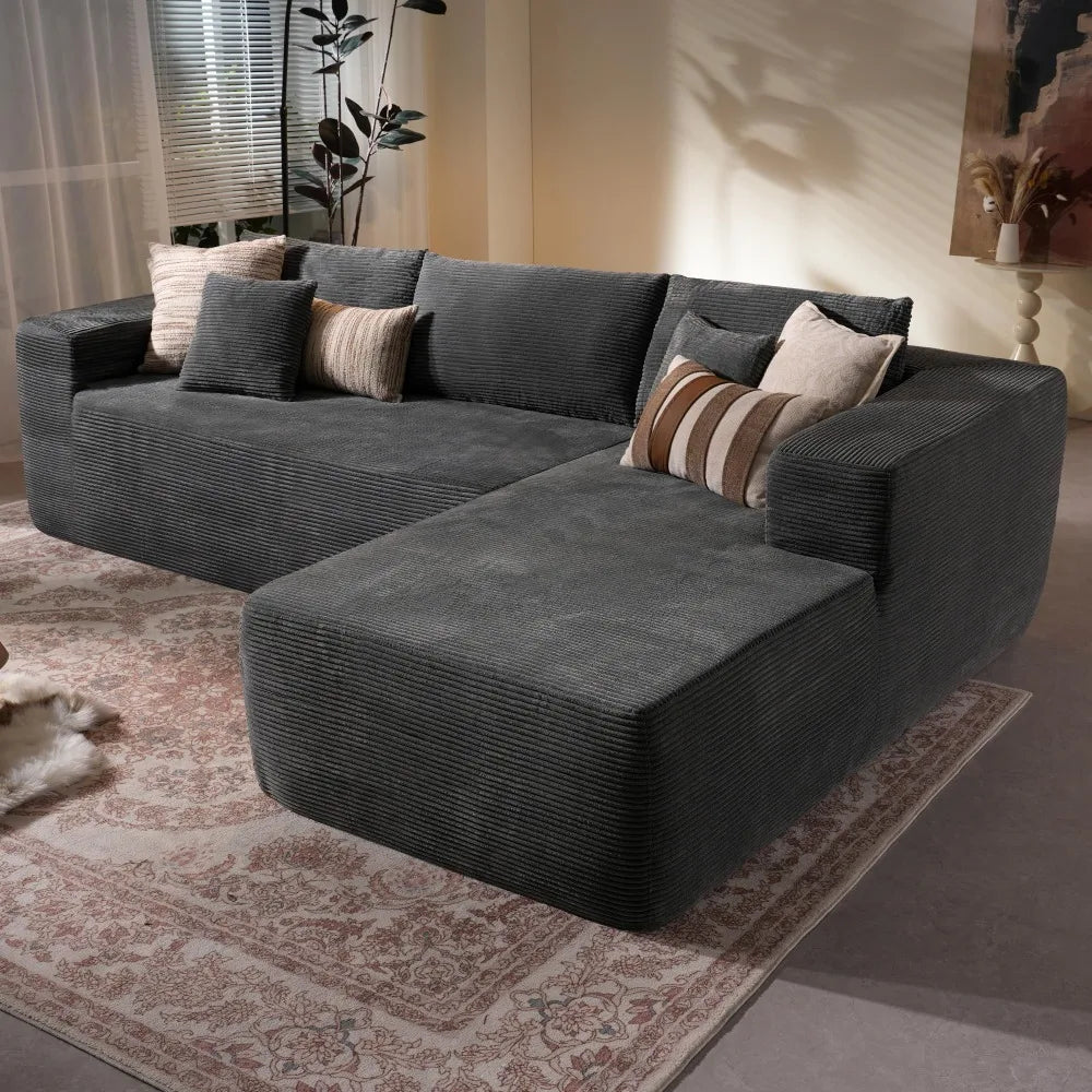 Modern Plush Corduroy Sofa