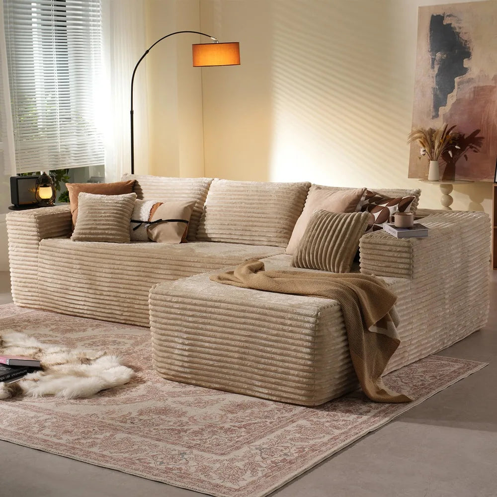 Modern Plush Corduroy Sofa
