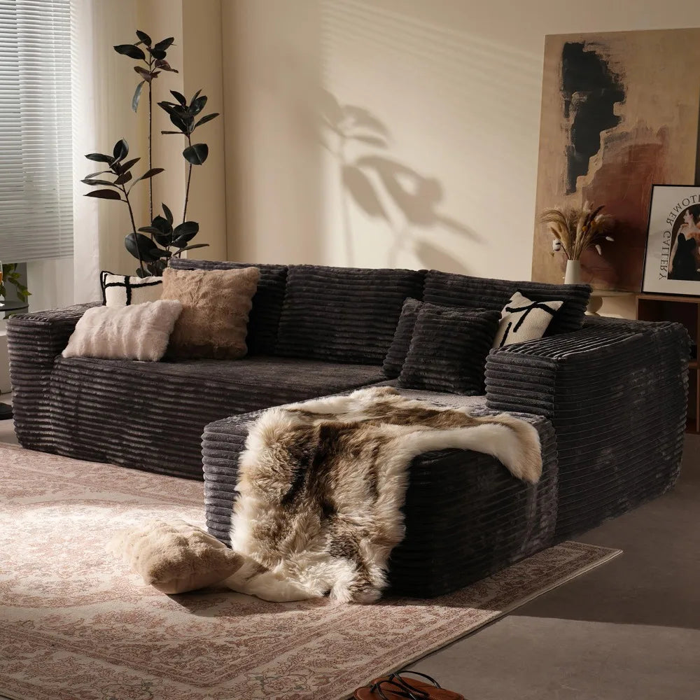Modern Plush Corduroy Sofa