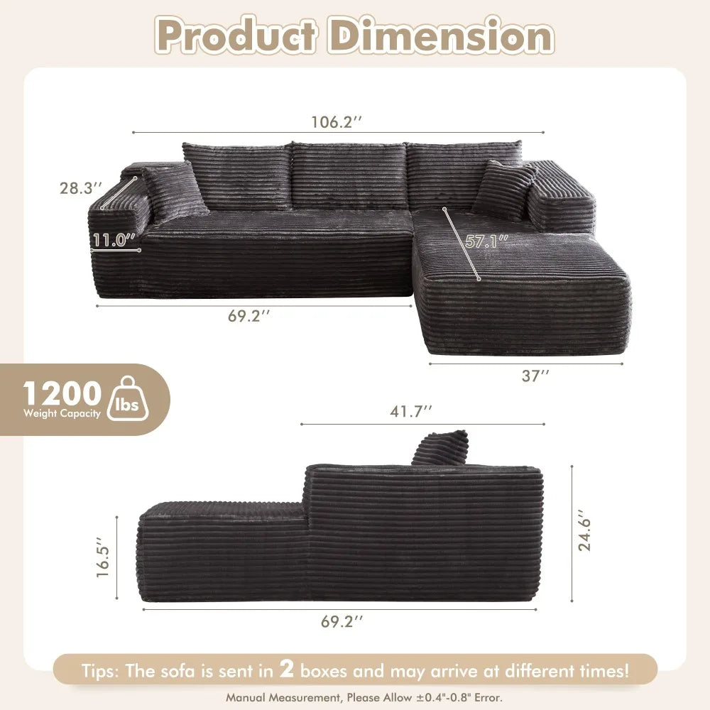 Modern Plush Corduroy Sofa