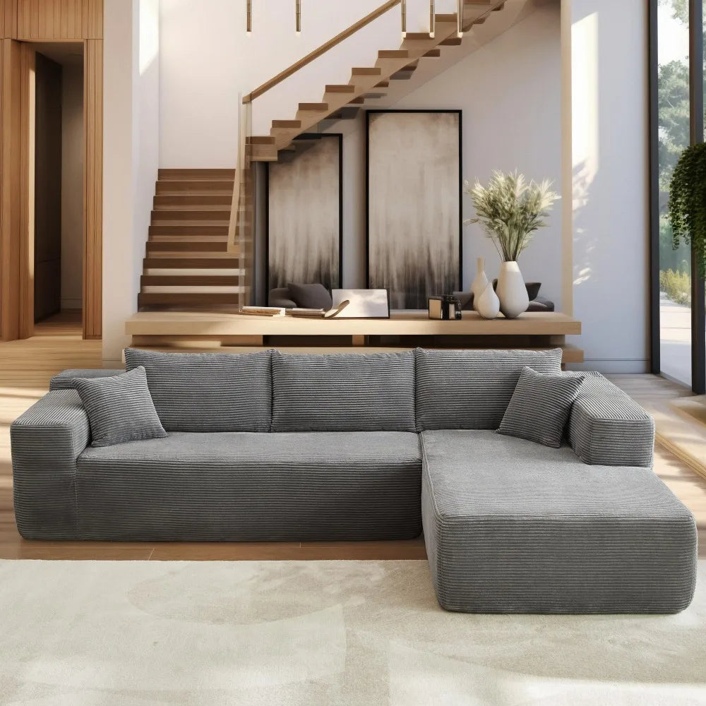 Modern Plush Corduroy Sofa