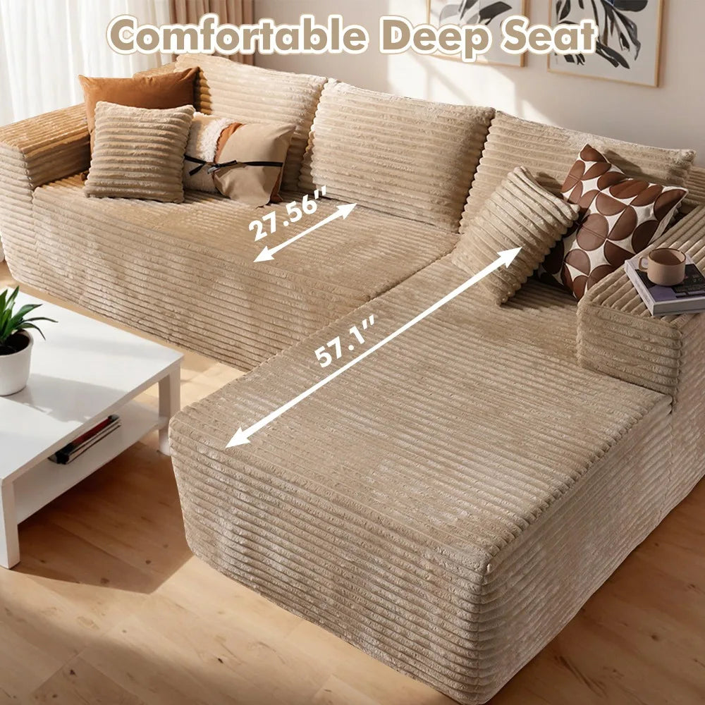 Modern Plush Corduroy Sofa